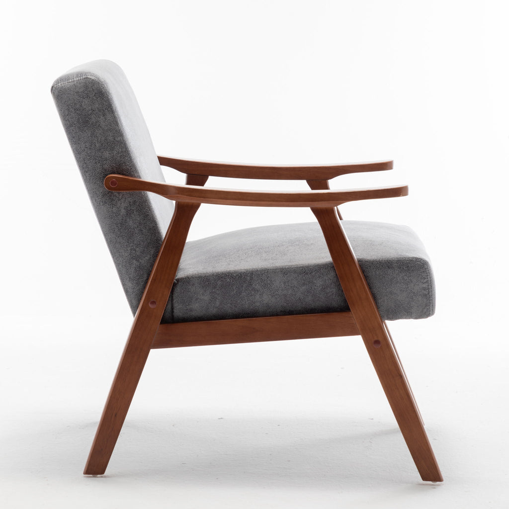 Mid Century Modern Accent Chair With Solid Wood Frame And Extra Thick Backrest