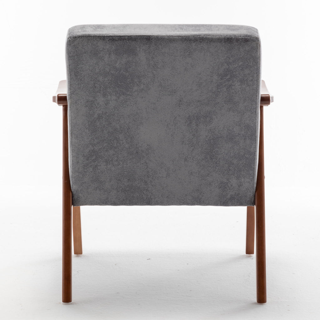 Mid Century Modern Accent Chair With Solid Wood Frame And Extra Thick Backrest