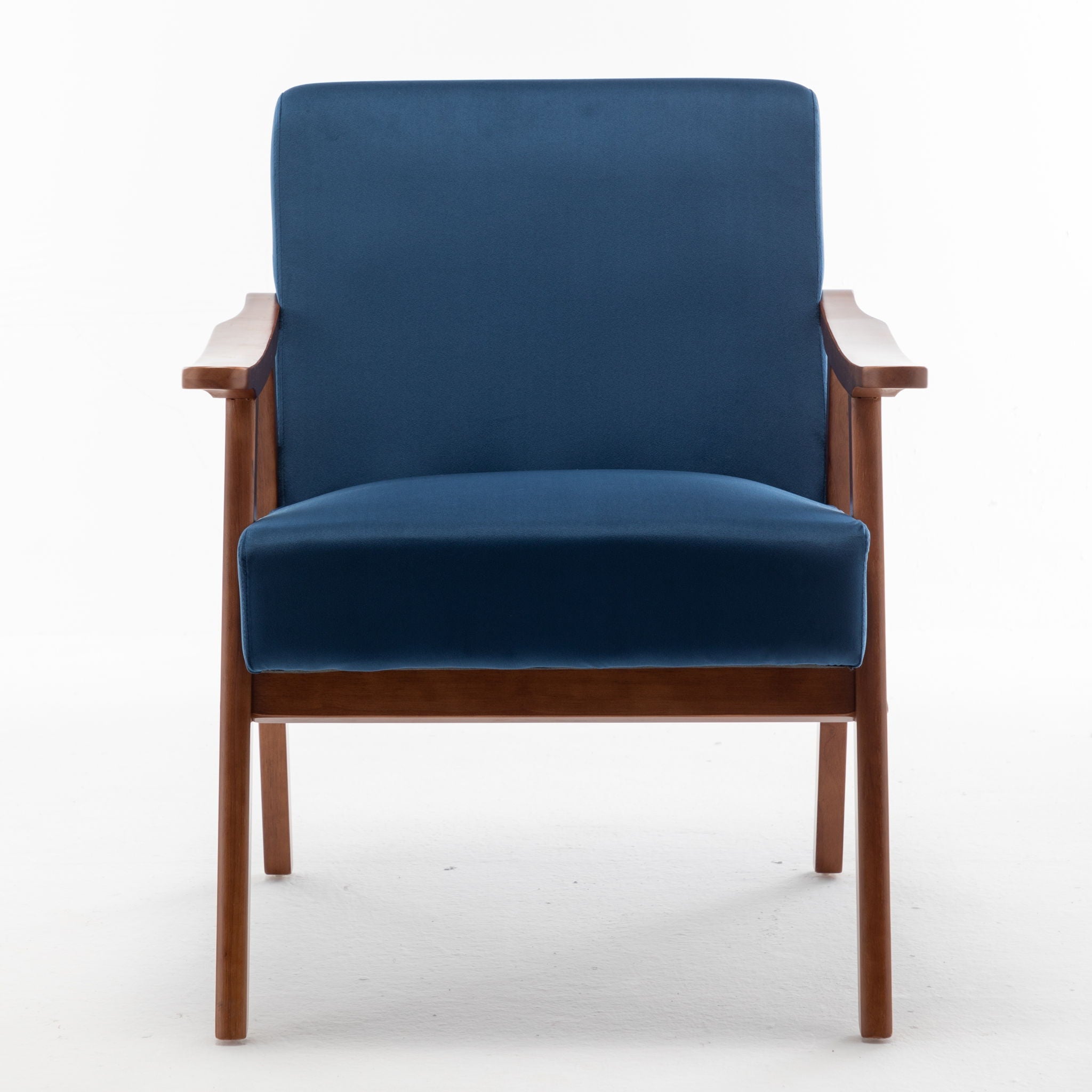 Mid Century Modern Accent Chair With Solid Wood Frame And Extra Thick Backrest