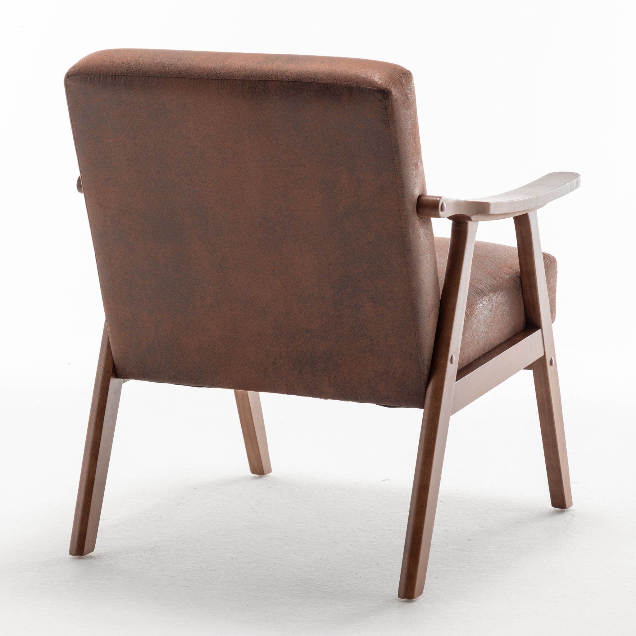 Mid Century Modern Accent Chair With Solid Wood Frame And Extra Thick Backrest