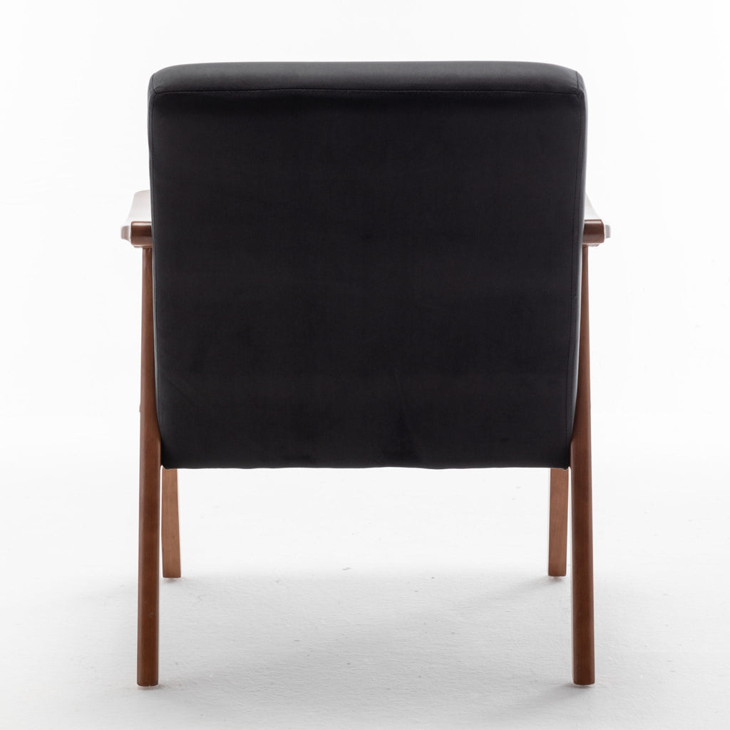 Mid Century Modern Accent Chair With Solid Wood Frame And Extra Thick Backrest